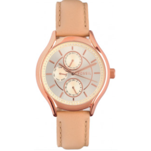 Watch strap Fossil BQ1586 Leather Beige 18mm
